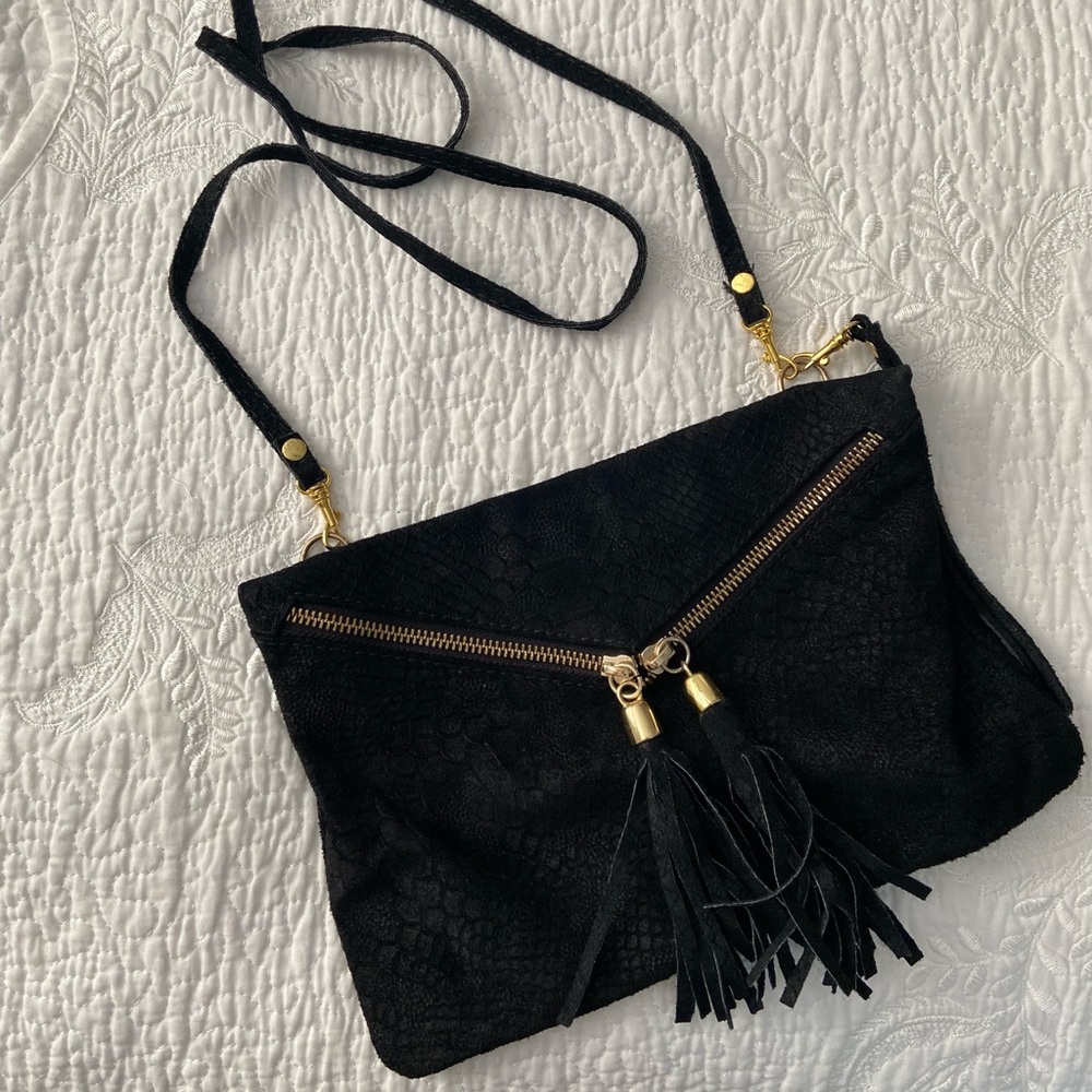 Black Leather Crossbody Bag